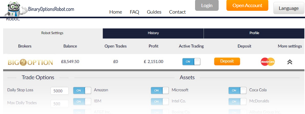 Binary Options Robot Account